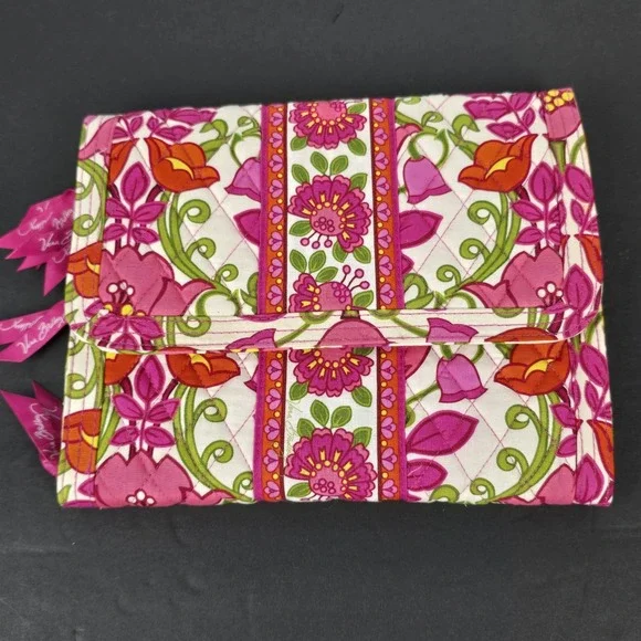 Vera Bradley Jewelry Folio Organizer Lilli Bell Pink Green Travel Bag NWOT - Picture 2 of 11